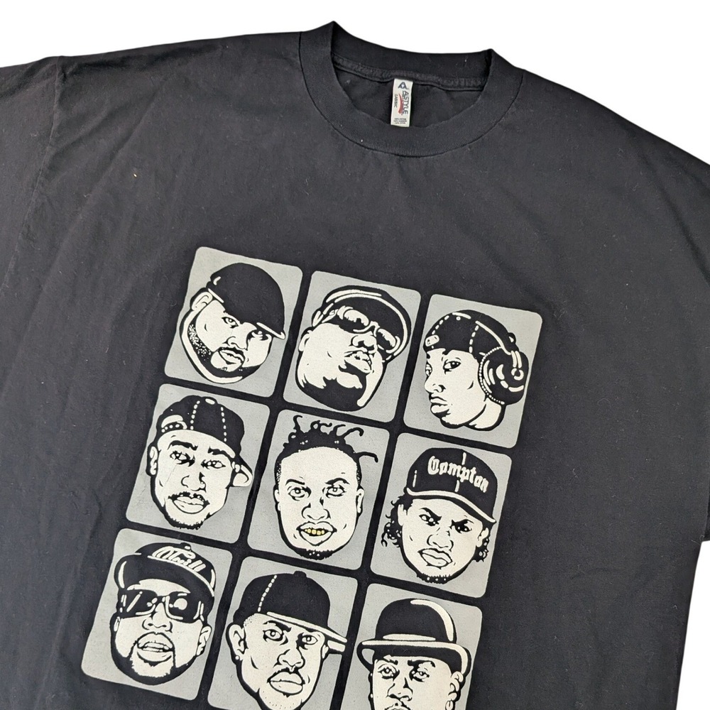 Alstyle Hip Hop Legends Biggie Tupac Eazy-E ODB Graphic T-Shirt Black 2XL